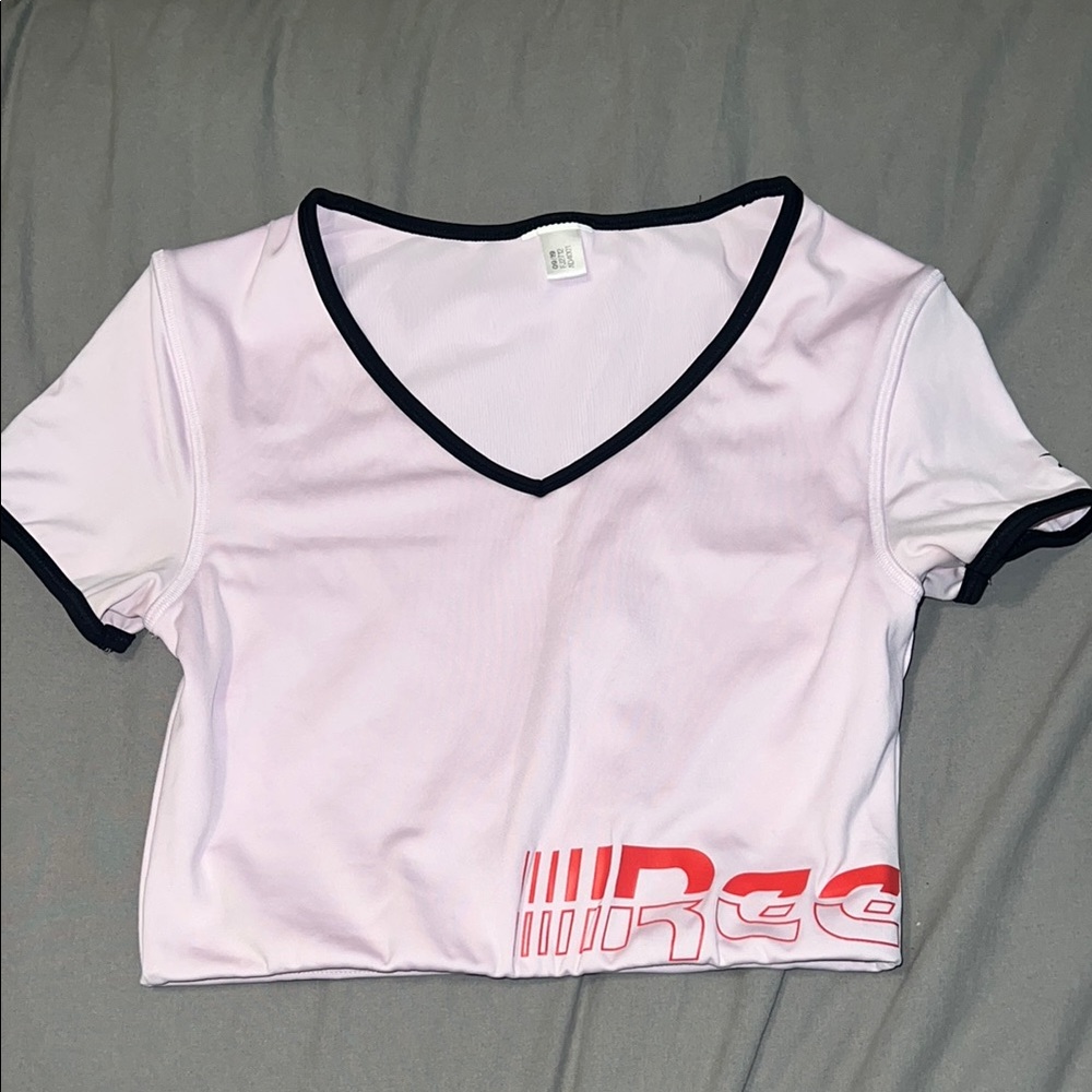 Reebok Pink and Black Crop T-Shirt